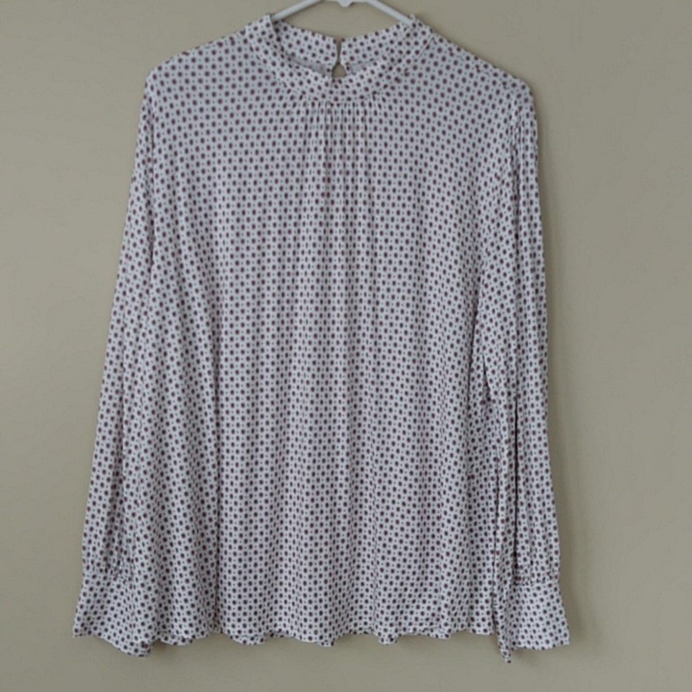 Loft Outlet Pleated Rayon Blouse XL Red White